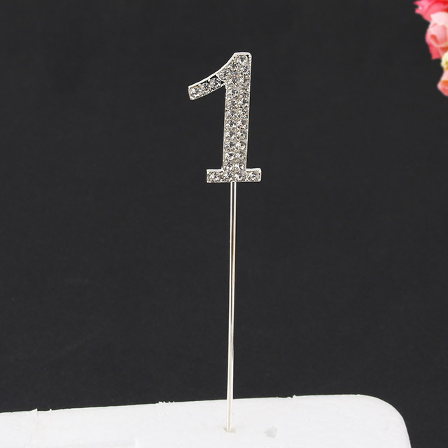 Topper Happy Birthday Party Glitter Alloy Rhinestone 1-9 Number Baby Shower Birthday 1 Year Birthday Digital Diy Cake Decor