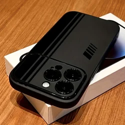 Stylish Black Stripe Shockproof Matte Phone Case - Soft Silicone Protective Cover - iPhone 18 Pro Max (1)