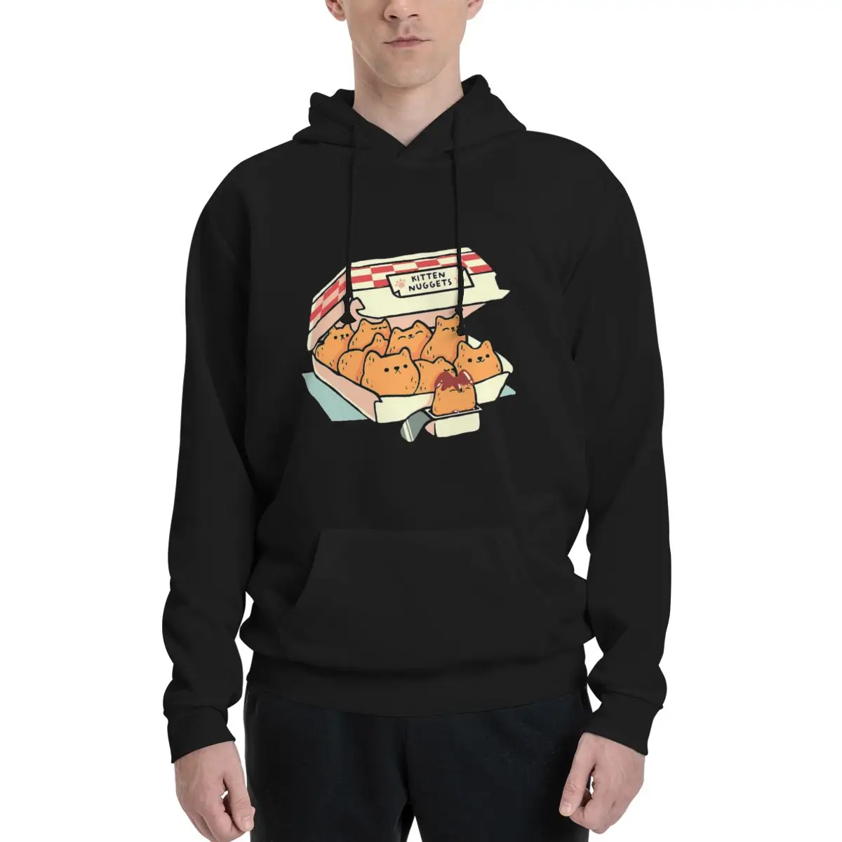 

Котята Nuggets Fast Food Cat полиэстер толстовка мужской женский свитер размер XXS-3XL