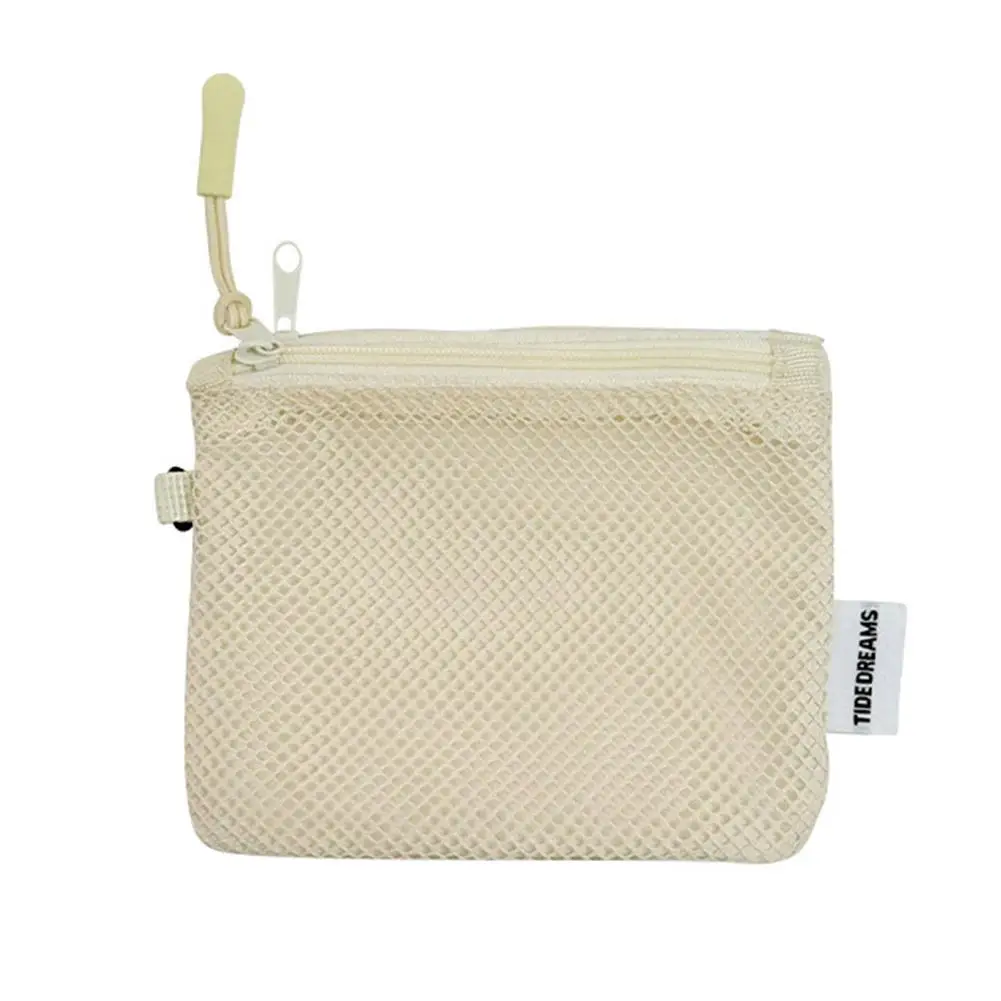 Borsa portaoggetti quadrata in rete per cosmetici, portatile, con cerniera, multiuso, per trucchi e accessori