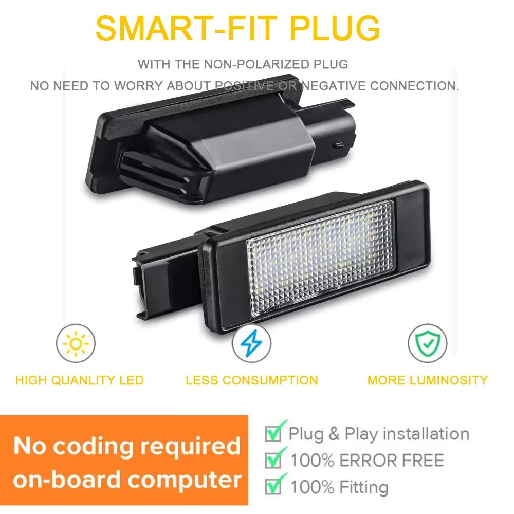 NSLUMO Luci Targa LED Per Peugeot/Citroën - Kit 2 Pezzi, Bianco 6000K, Compatibile Con 207, 308, C3, C4 - Foto 9