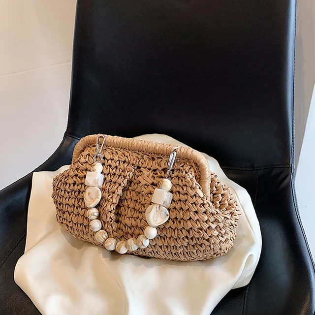 Boho Beaded Straw Summer Bag