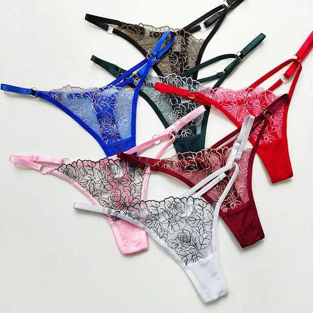 Sexy Lingerie Panties for Women Lace Crotch Opening G-string Thong