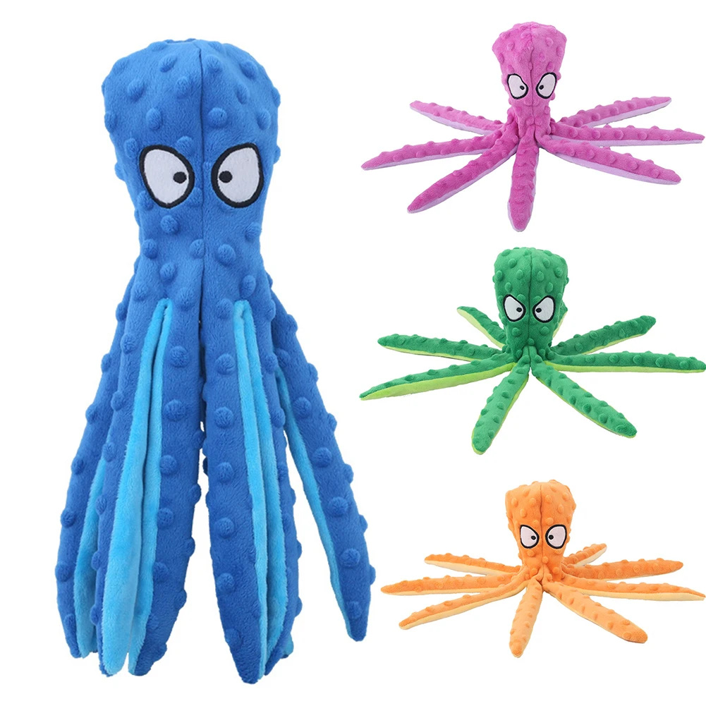 

Игрушки для домашних собак, пищащие звучащие игрушки, мягкие плюшевые, с изображением осьминога, устойчивые к укусам, жевательные игрушки, чистка зубов щенка, интерактивные игрушки-головоломки