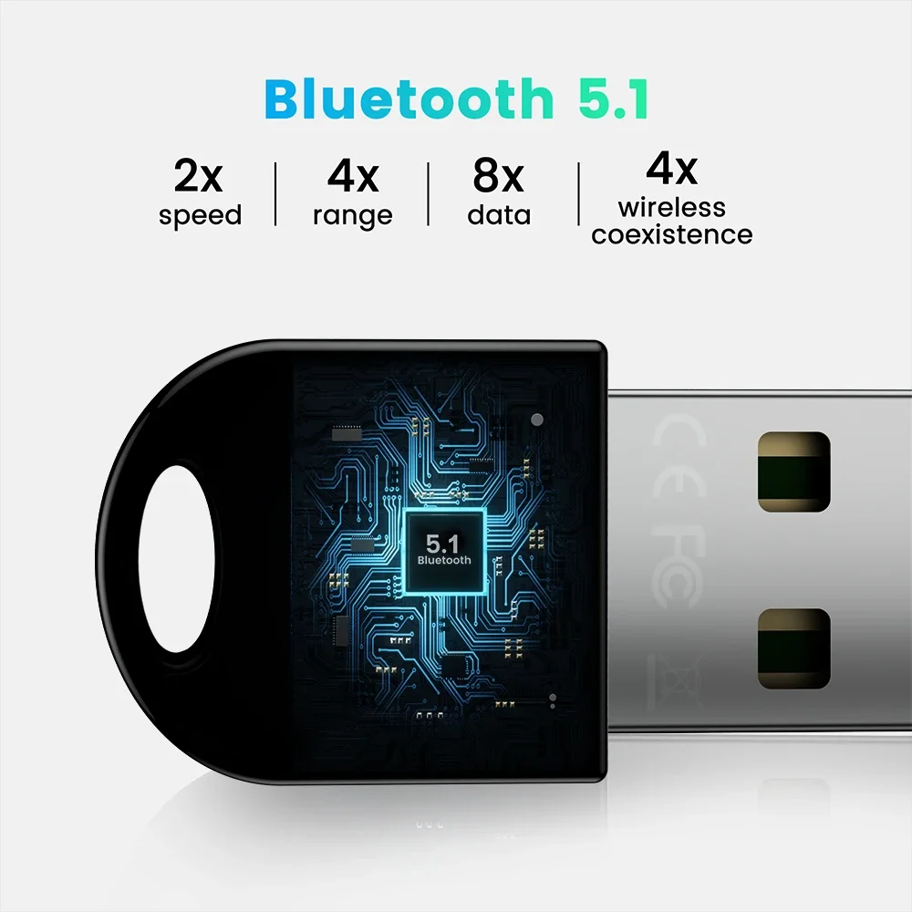 USB 블루투스 어댑터 5.1 블루투스 수신기 USB 블루투스 5.0 동글 5.0 BT 송신기 APTX 미니 어댑터 PC 노트북 스피커용