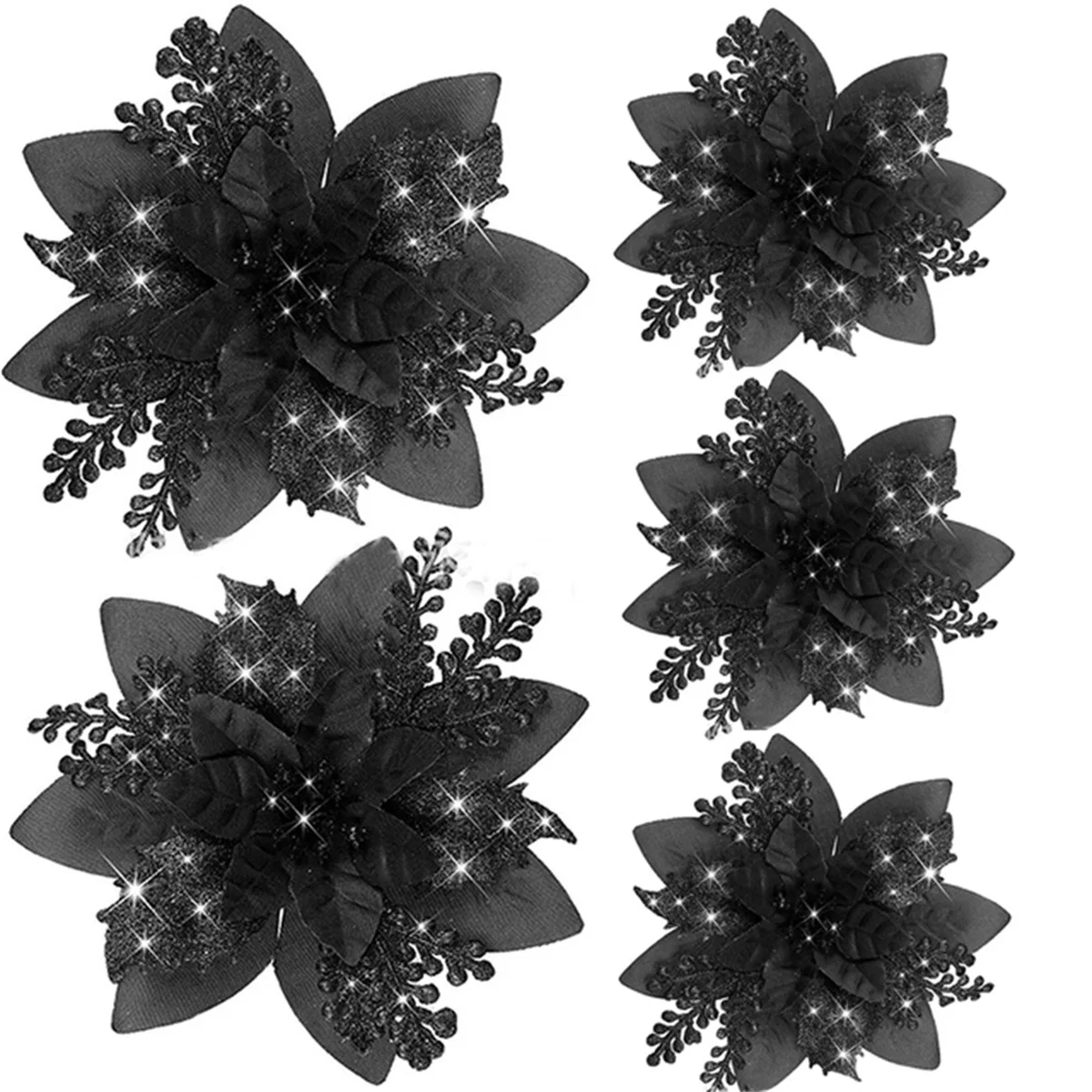 

20PCS 14.5cm Glitter Artificial Christmas Flowers Merry Christmas Tree Decoration Happy New Year Ornaments Xmas,C