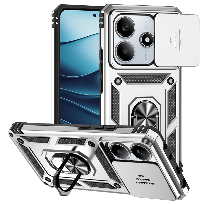 Durable Slide Camera Protector Phone Case with Magnetic Ring Holder