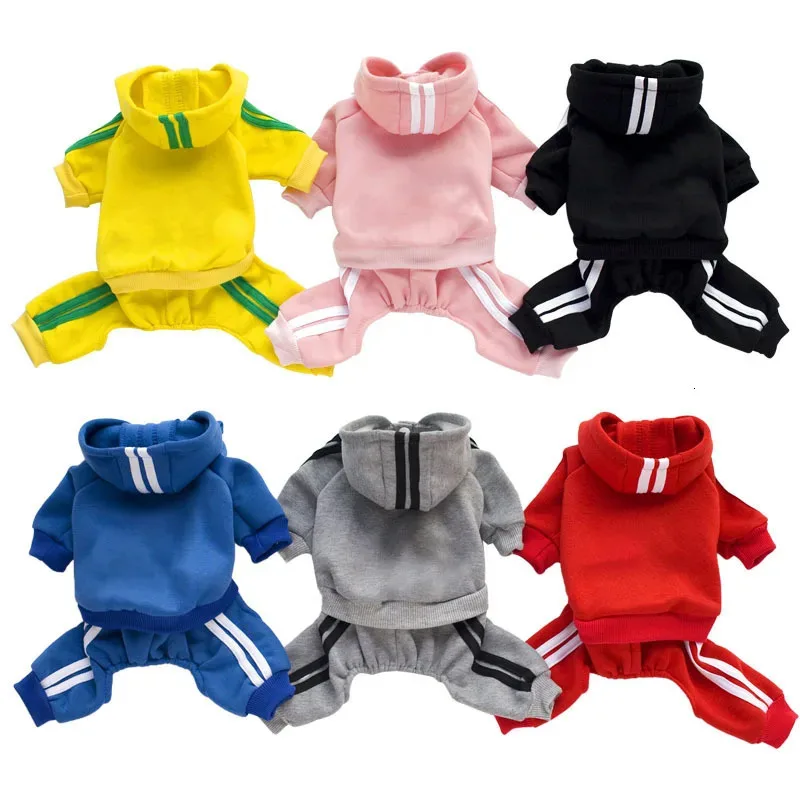 4 Legs Sweatshirt Adidog Stripes Puppy Clothes Soft Warm Pullover Dog Winter Jumpsuit Dog Hoodies for Small Medium Dogs Cats 5