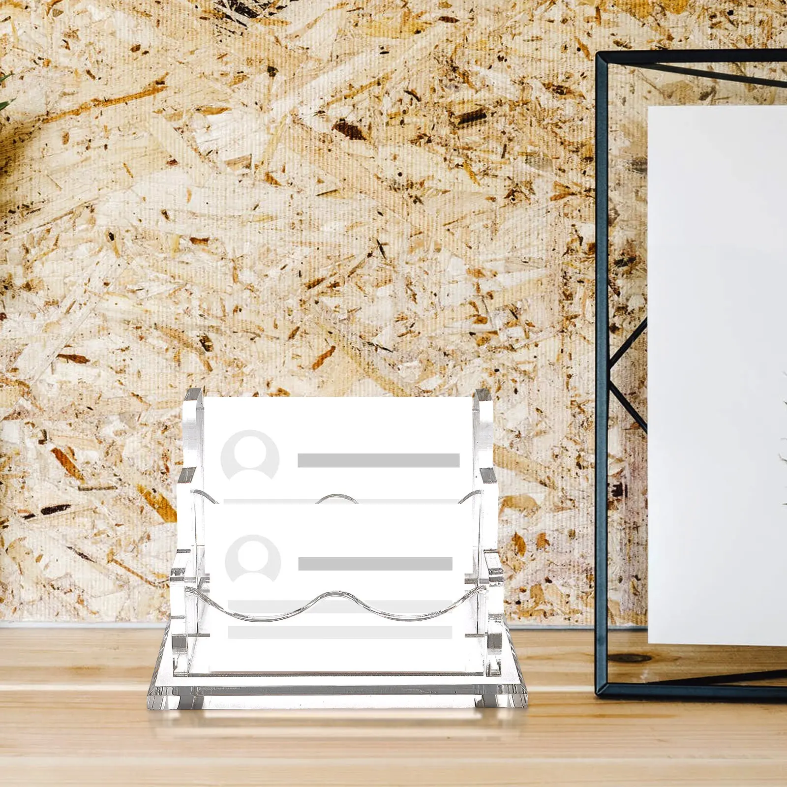 명함 디스플레이 스탠드 투명 아크릴 데스크탑 홀더 대용량 투명 명함 정리함 사무용품