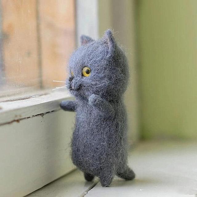 Handmade Cat Animal Wool Felting Package Material Handmade Toy Doll Felt Poked Unfinished DIY Arts Crafts Needlework