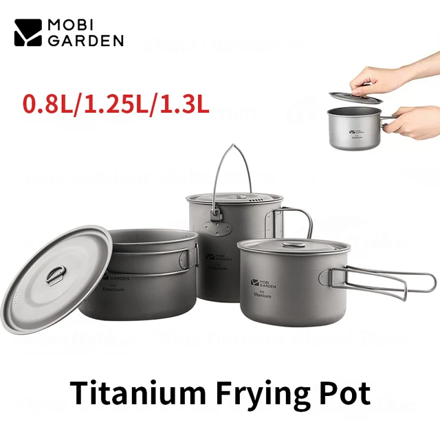 Camping Tableware Titanium Cookware Set Tourism Cauldron Outdoor Cooking Pot  Frying Pan Picnic Kitchen Hiking Trekking - AliExpress