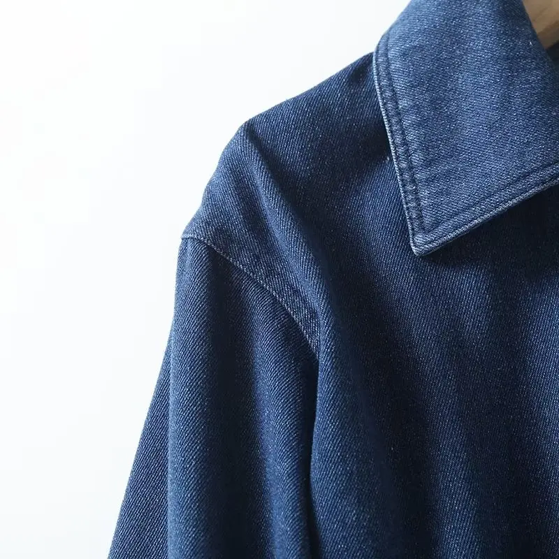 Maxdutti British High Street Vintage Washed Denim Casual Sets Jacket Coat Pocket High Waist Loose Harem Jeans Women 3