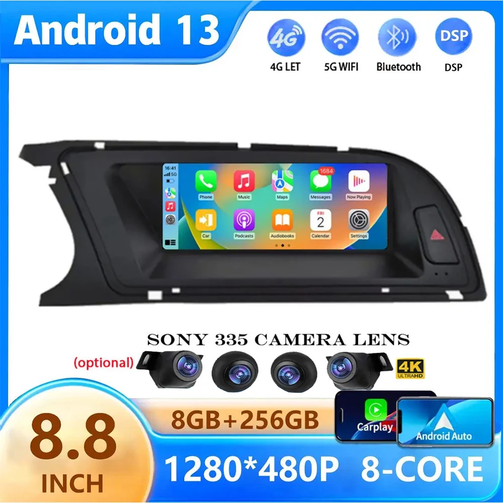 

8.8" Android 13 Car Radio For Audi A4 A4L B8 A5 2009 2010 2011 2012 -2016 GPS Navi Multimedia Player Stereo WIFI+4G Carplay Auto
