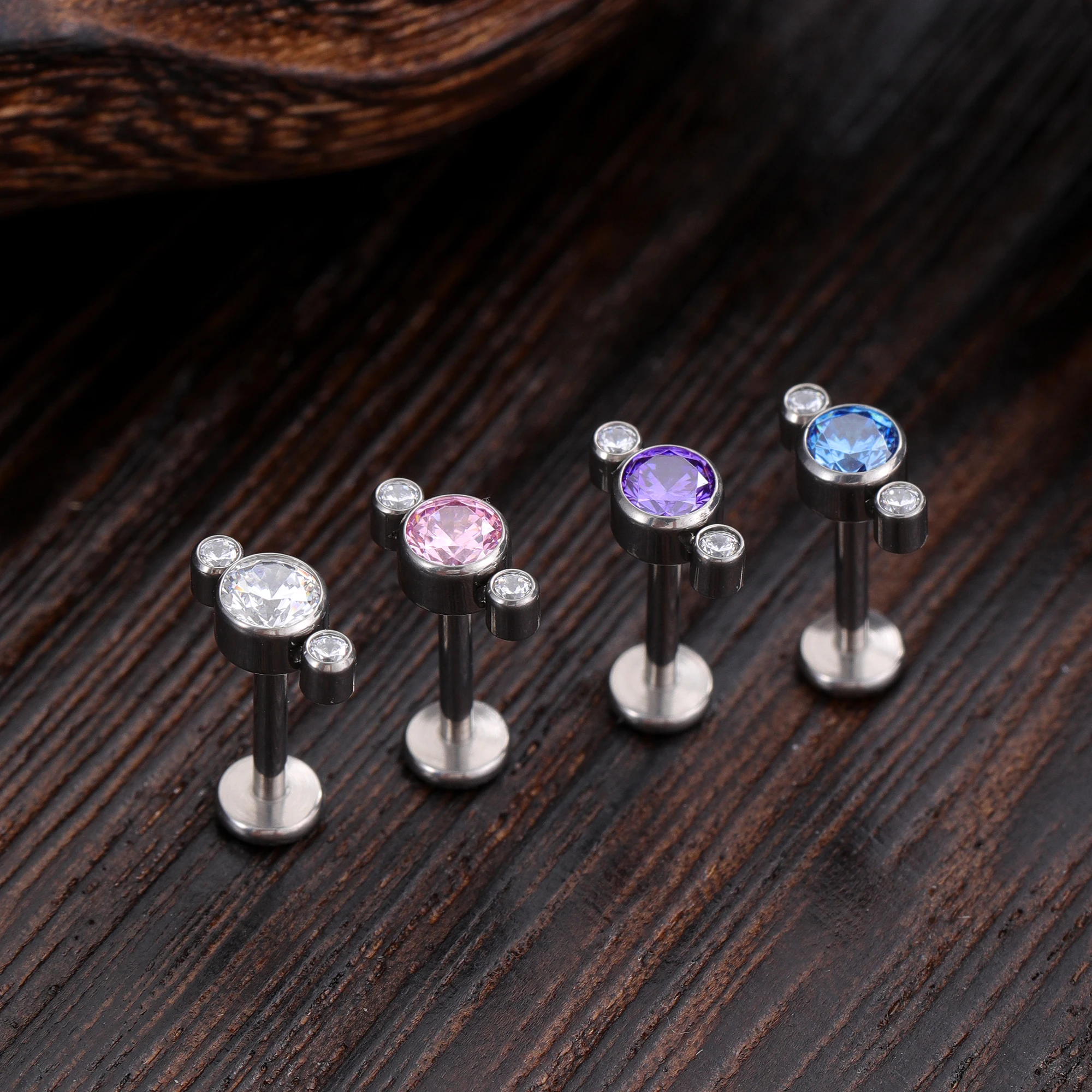 ASTM F136 16g Titanium CZ Cartilage Trinity Helix Earrings Tragus Stud Conch Lip Sexy Punk Body Piercing Jewelry
