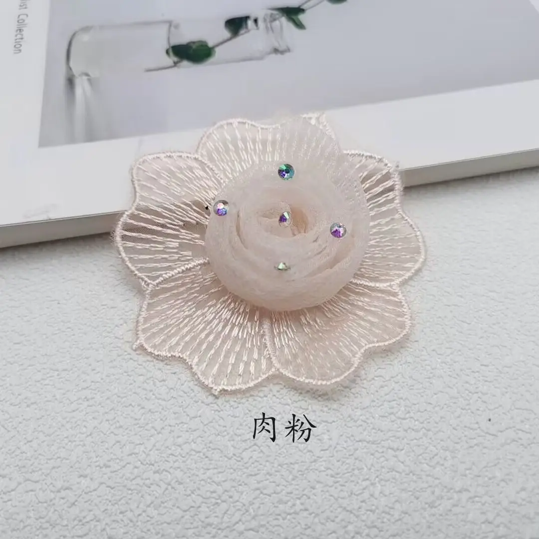 버블 베일 포인트 드릴 어린이 여성 드레스, 웨딩 머리 장식, 입체 대형 꽃, 7cm 레이스, 10 개