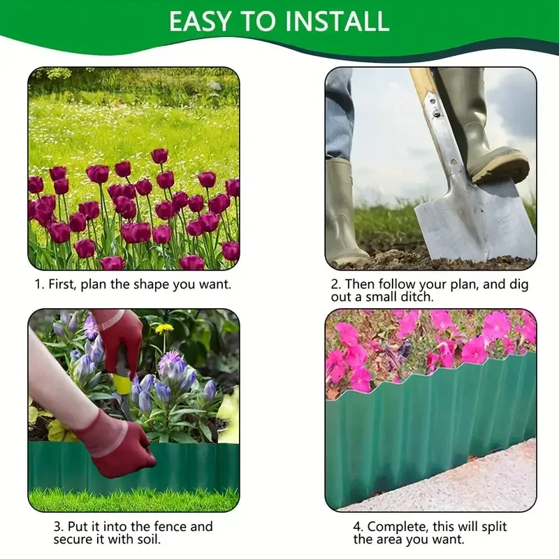 Garden Grass Lawn Edge Border Fence Path Flexible Lawn Edging Border Fence Plastic Inserted Into Waterproof Outdoor Plastic