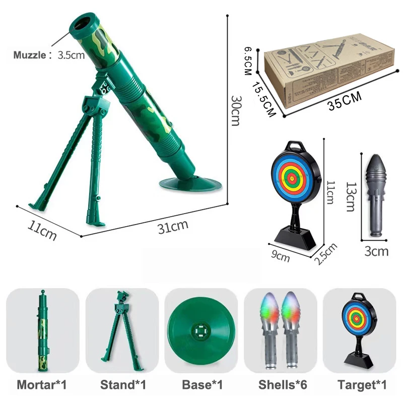 2024 New Simulation Mortar Small Children's Automatic Rocket Launcher Toy with 6 Luminous Shells Toy Gun Set Children's Gift 6