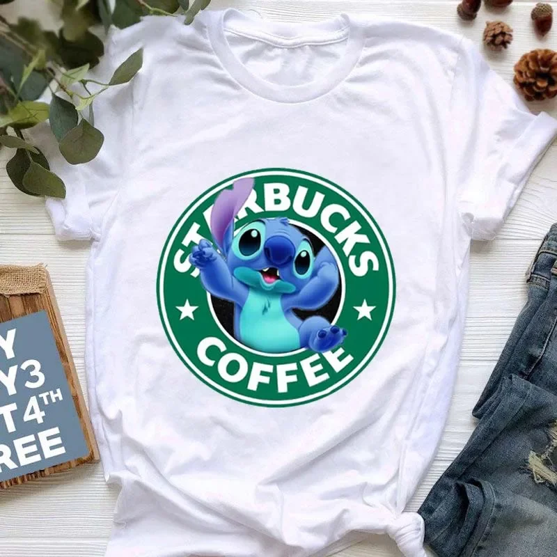 thumbnail image 1 of Camiseta Kawaii stitch para mujer, Tops de verano, camisetas con estampado de corazón de dibujos animados, camiseta de Anime, ropa para mujer, 1 of 5