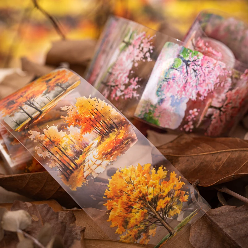 60mm*2m Forest PET Tape Collage Decor Junk Journal DIY Scrapbooking School Stationery Supplies Planner Aesthetics Masking Tapes 3