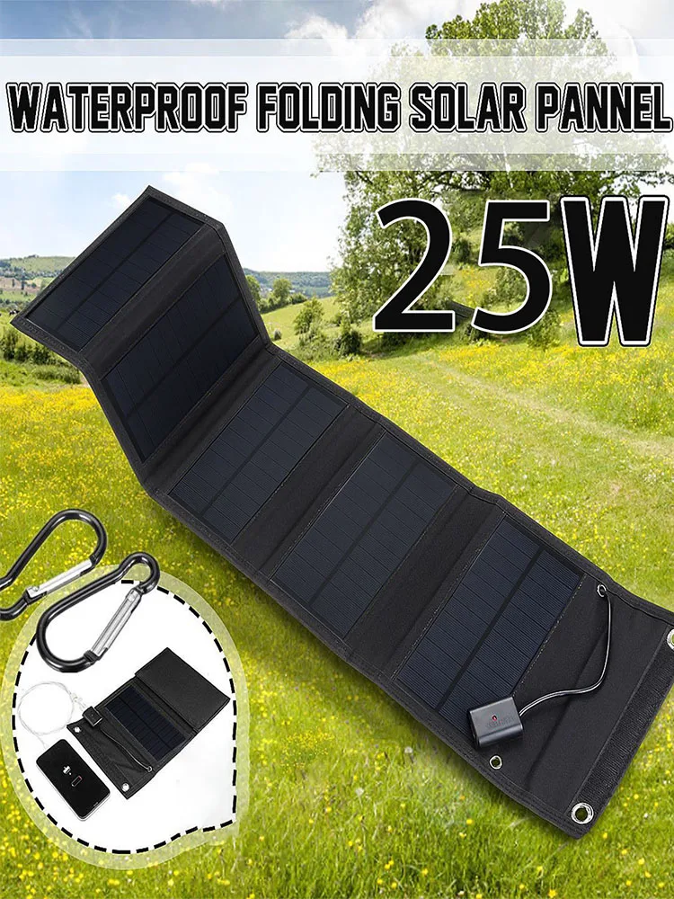 Outdoor waterproof portable 25W solar panel portable 5V folding multi-occasion use suitable for travel