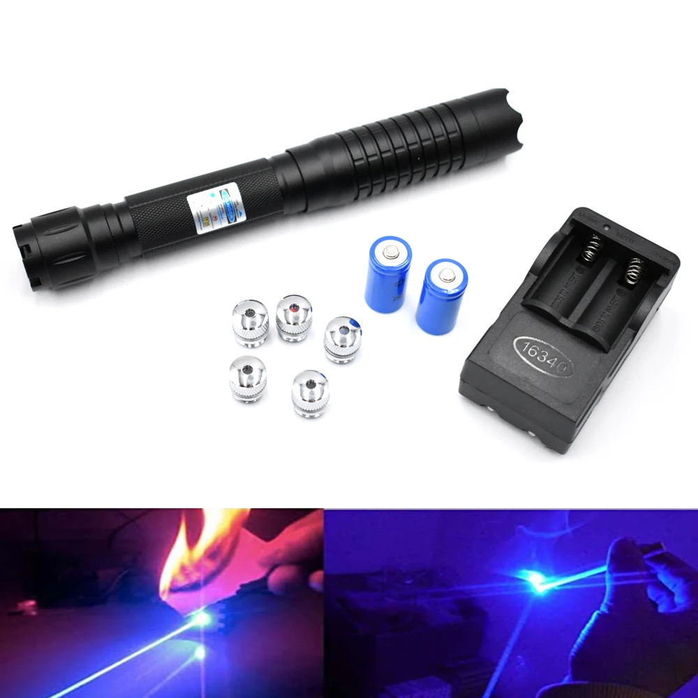 Super Powerful 50000mw Blue Laser Pointer Pen 445nm Lazer Beam Match  Cigarette Burning Wood With 5 Star Caps Range To 10000m - AliExpress