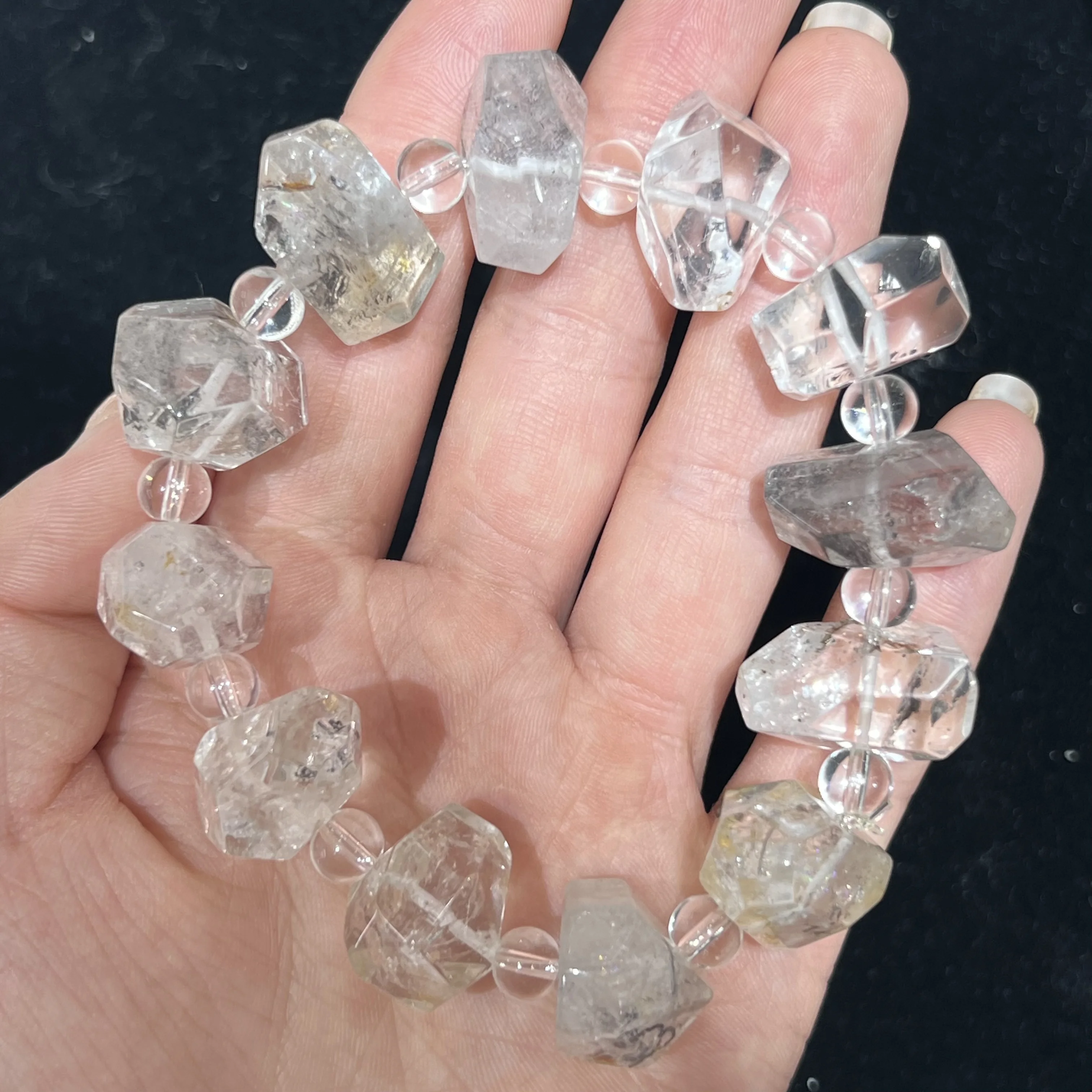 AAAA+++ Natural Herkimer Diamond Quartz Beaded Bracelet, Birthstone Bracelet,Gemstone ,Anniversary Gift 3