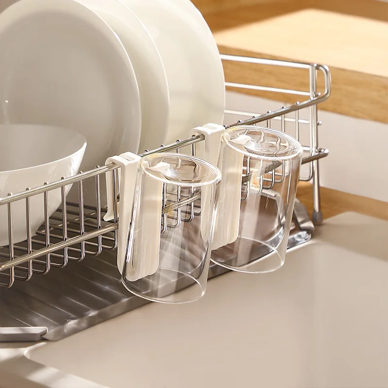 Compact Silverware Drying Rack with Cup Holder -Utensil Drainer Basket for Forks,Spoons,Knives,Chopsticks,Sink Organizer&Storage
