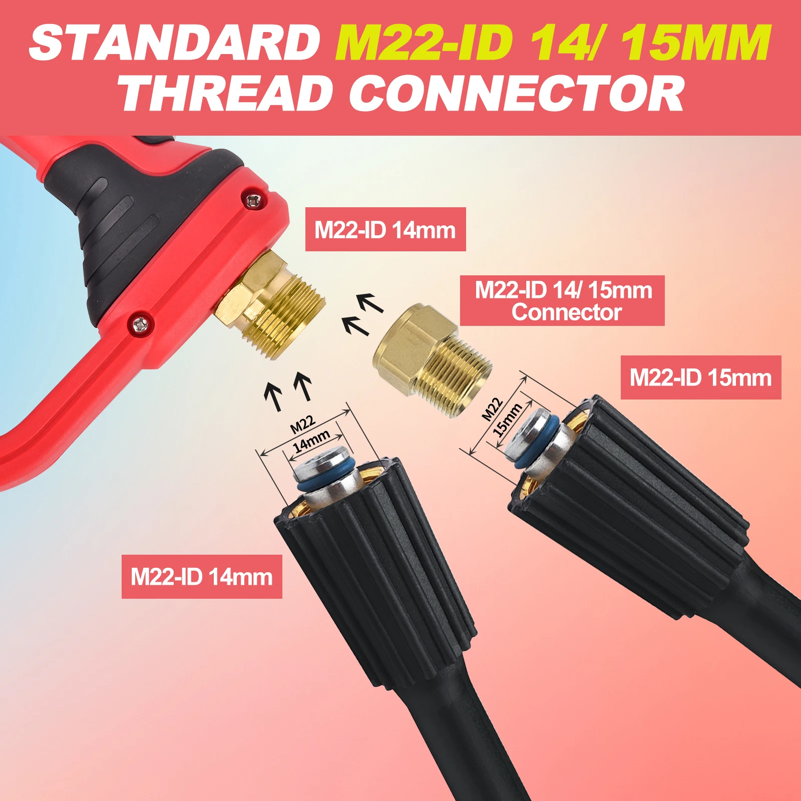 베어 포스 압력 세척기 숏건 (M22-14mm, 1/4인치 퀵 커넥터 커플러 및 M22-ID15mm 커넥터 포함)