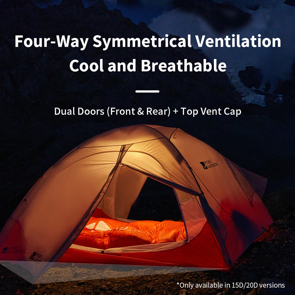 MOBI GARDEN 超軽量テント 2 人キャンプハイキング旅行 15D 20D 30D