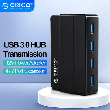 ORICO USB 3.0 고속 허브, 12V 전원 어댑터, USB 분배기 OTG 어댑터, 데스크탑 노트북 컴퓨터 액세서리, 4 포트, 7 포트 usb 허브 usb hub 도킹스테이션 c타입 허브 노트북 멀티허브