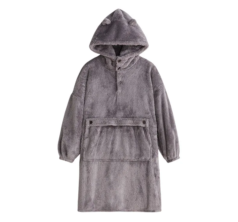 Unisex Robes Men Winter Dressing Gown Winter Warm Fleece Robe Pullover Hooded Women Winter Dressing Gown Robes Soft Bathrobe red pajama pants