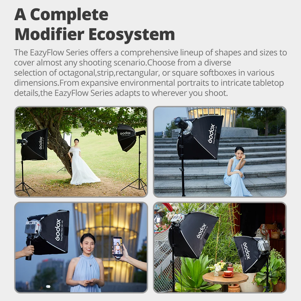 고독스 이지플로우 시리즈 접이식 소프트박스 보웬스 마운트 휴대용 퀵 세팅 조명 디퓨저 (사진 스튜디오 플래시 LED 조명용)
