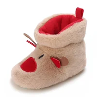 0-18Mionths Baby Girls Fleece Slippers Boots Soft Anti-Slip Xmas Booties Toddler Boys Winter Elk Deer Christmas Boots For Girls 5