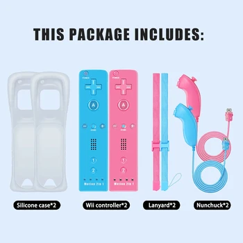 For Nintendo Wii Joystick 2 in 1 Wireless Remote Gamepad Controller Set Optional Motion Plus with Silicone Case Video Game 6