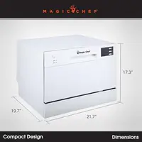 Portable Energy Star Countertop Dishwasher 6 Plate Dish Washer White Stainless Steel Interior Easy Setup Quick Kit with 6 Wash 2