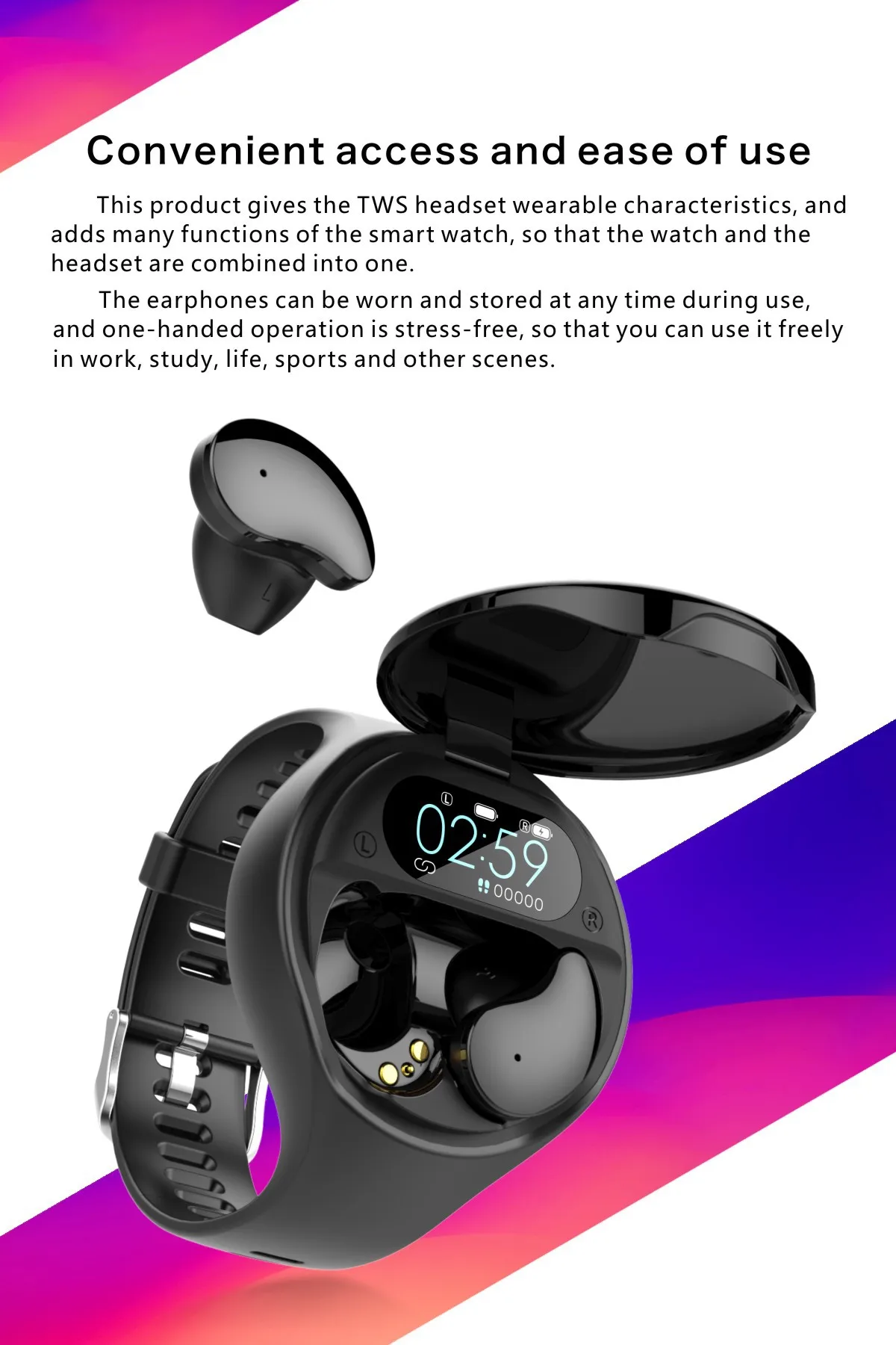 2021 Newest Tws Earbuds 2 In 1 Smart Watch With Multi Functions Hand Free Wireless Earphone