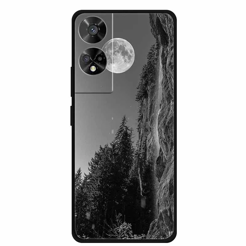 Original Soft Silicone TPU Phone Case Back Cover - Fashion Planet Design, Black Bumper
