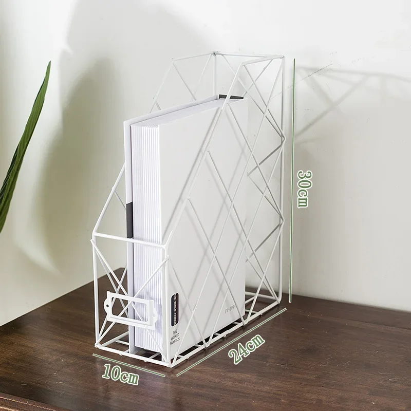 북유럽 단조 다리미 그리드 파일 거치대, 간단한 단일 레이어 책상 선반, 탄창 책 보관 랙, 가정 사무실 문구 정리함