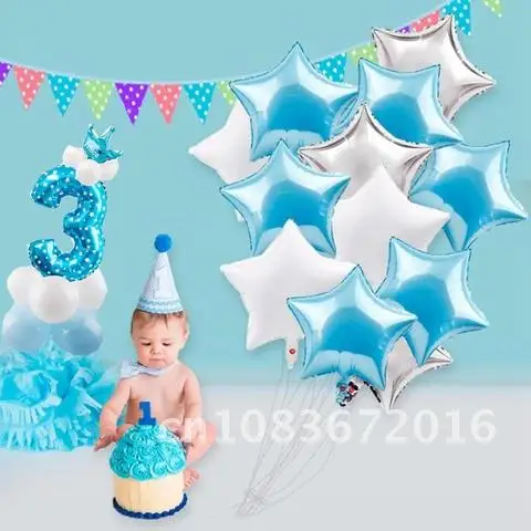 

3 Years Old Blue Boy Number Balloons Foil Helium Balloon Party Supplies Birthday Deco Girl 3rd Birthday Balloon Party Decoration