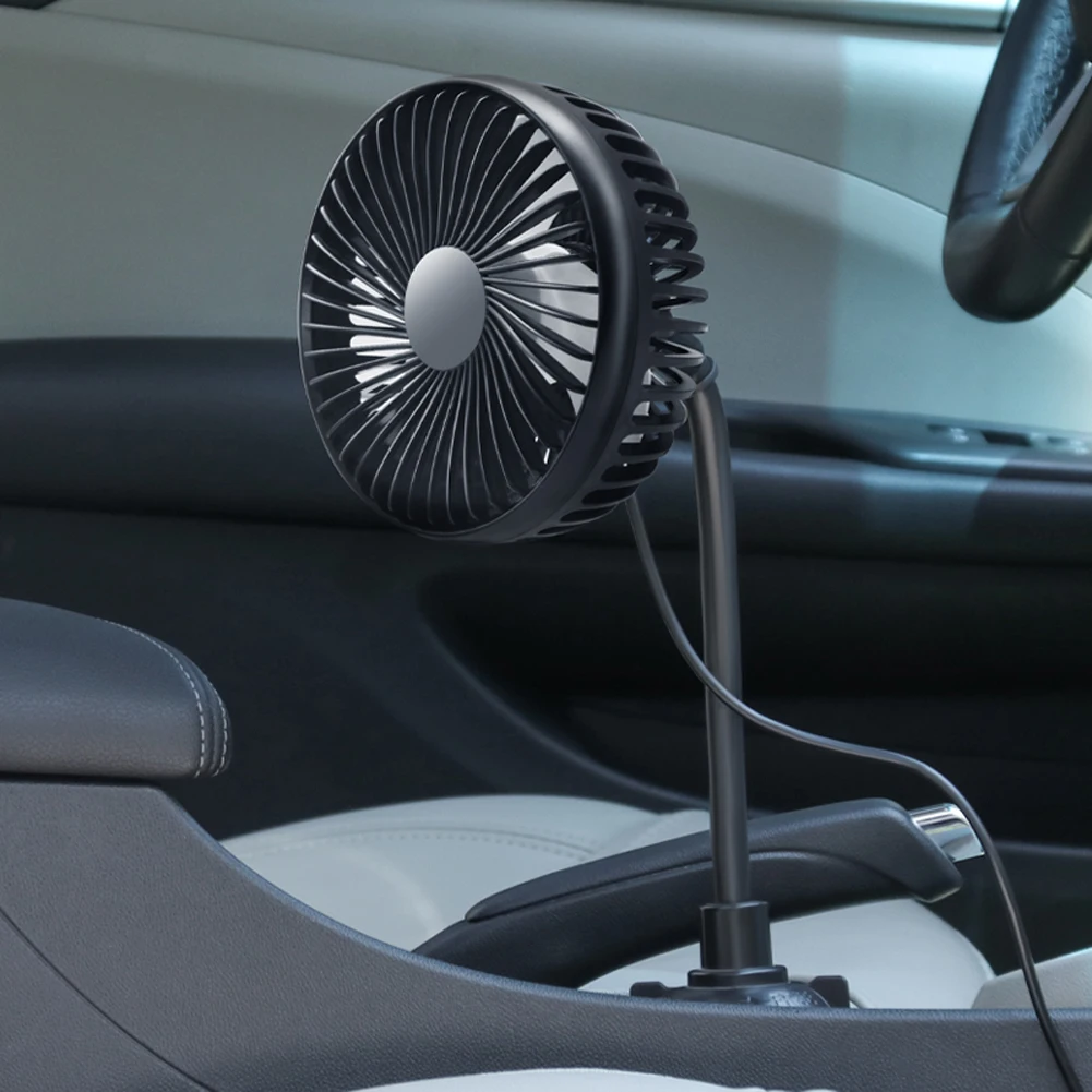 USB 3 Speed Electric Car Fans Powerful Quiet Auto Cooler Fan Rotatable for Car Van Truck SUV RV