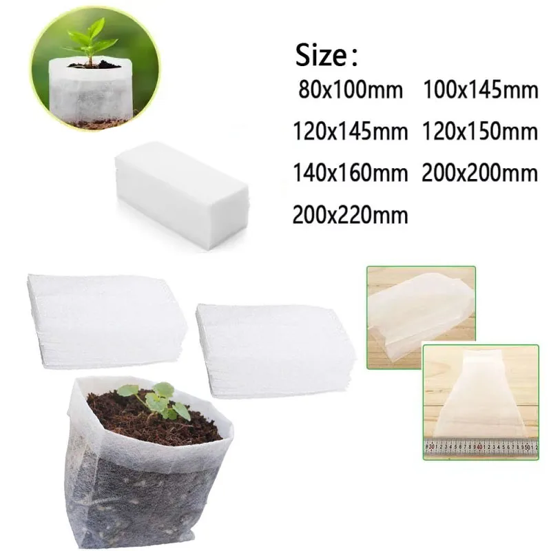 25 - 100PC Biodegradable Seedling Bags Non - Woven Breathable Grow Bags for Vegetable Flower Garden Nursery Hot Sale 2