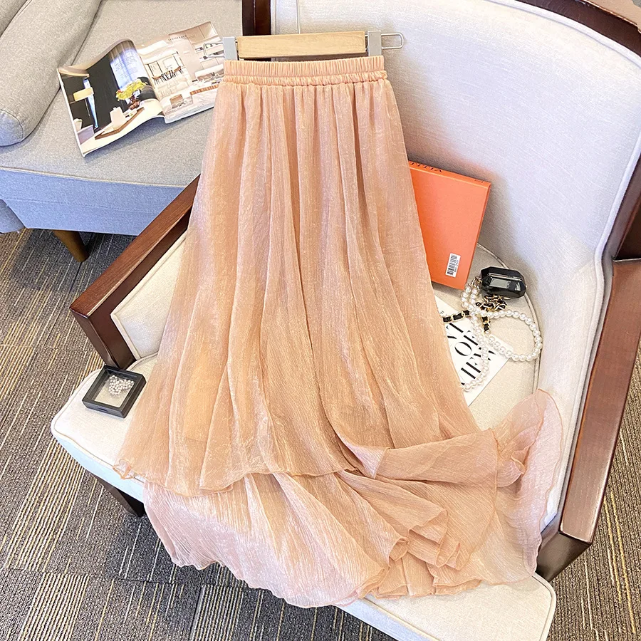 

2023 Ins New Spring Summer Long Skirts Women A-line Skirts Fashion Women Elegant Women Long Skirt
