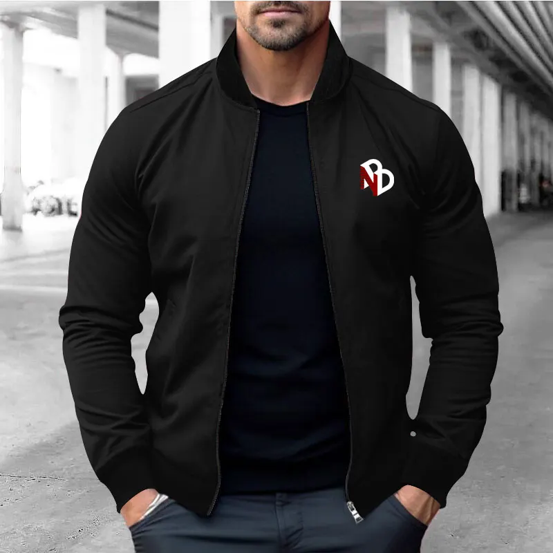 2024 Spring And Autumn New Jacket Men's Casual Fashion Fashion Brand Printed Color Match Zipper Sport Coat For Men