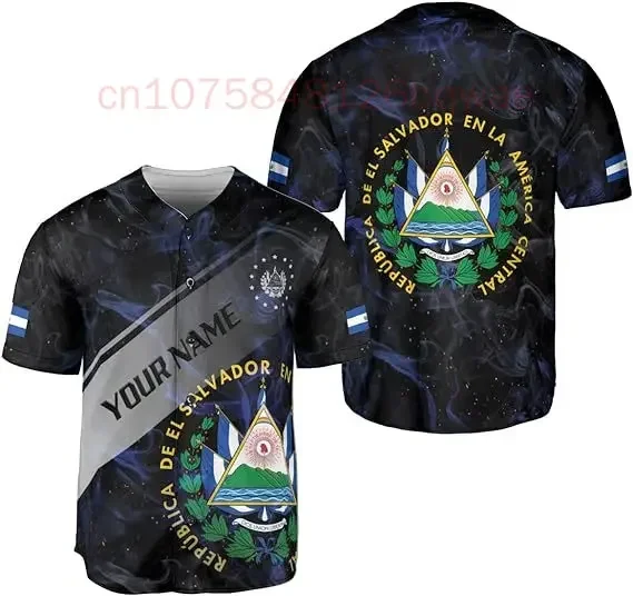 New El Salvador  Custom Name Baseball Shirt Jersey Summer New Fashion 3DPrint Funny Beach Short Sleeve Sport Casual 5
