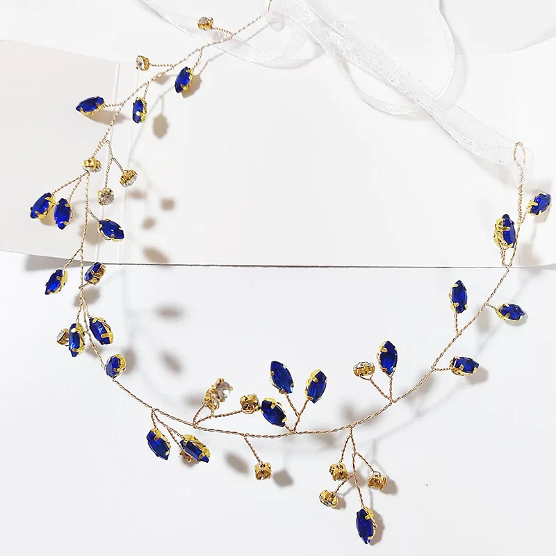 Elegante Mädchen Stirnband Perle Blau Schmetterling Haar Kopfschmuck Baby Mädchen Blumenkranz Braut Girlande Kopf Hoop Hochzeit Stirnbänder – Detail 3