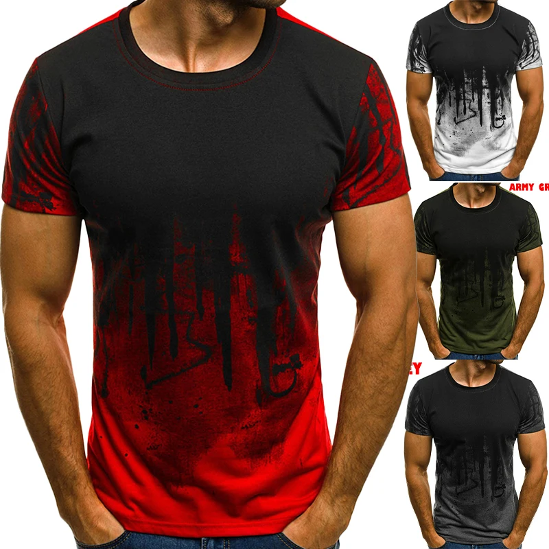 

Men Sports Short Sleeved T-Shirt O-Neck Casual Loose Printing Clothing Aesthetic Tees Oversized Street Summer Fitness Tops 2024