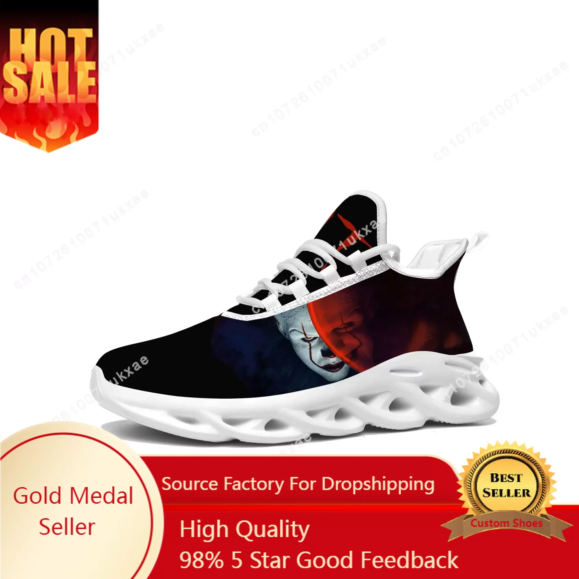 It Movie Pennywise the dancing clown Flats Sneakers Mens Womens Sports Running Shoes High Quality DIY Sneaker customization Shoe