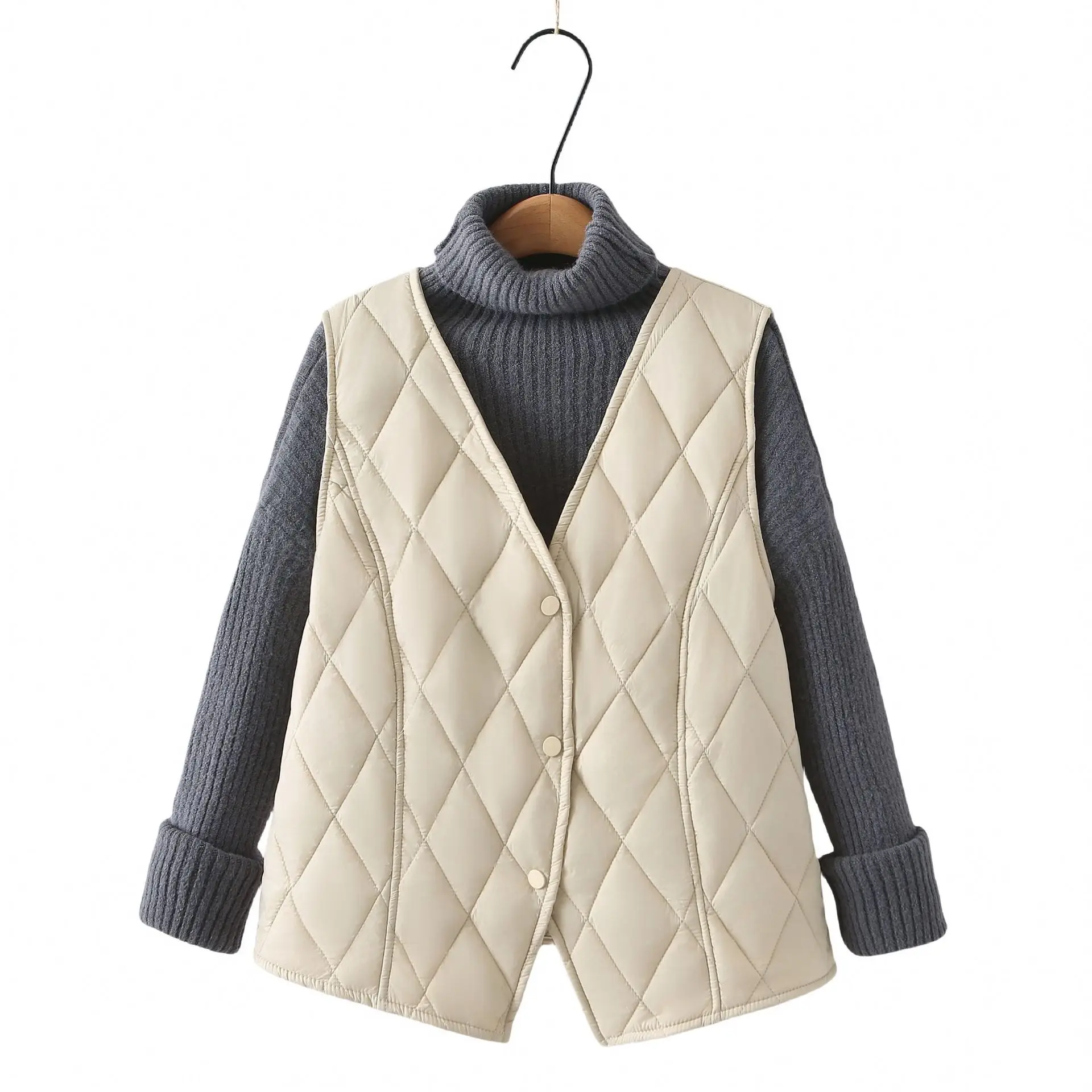 Plus Size Women Sleeveless Vets Autumn Winter New Parka Fashion Thin Slim Padded Coat 312