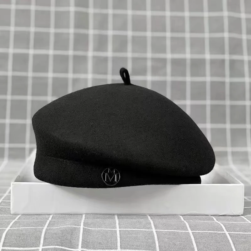Classic Ladies Beret Hat Fancy Wool Felt Hat Warmer Winter Hat Cap White Black Women Fedora Hat Fascinator Pillbox Hat Formal 3