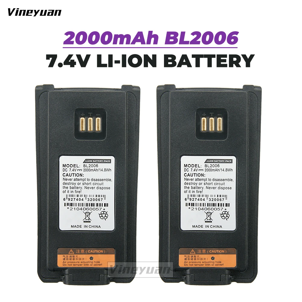 2 Pz Bl2006 2000Mah Sostituzione Batteria Radio Bidirezionale Per Hytera Pd700 Pd780 Pd705 Pd705G Pd785 Pd785G Radio -- Bl2503 Bl2006